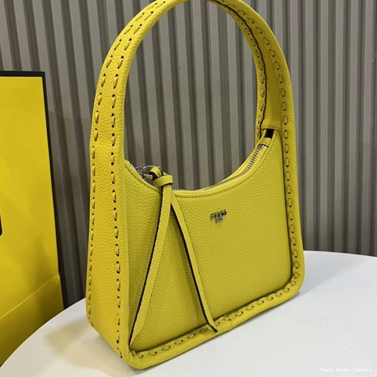 Affordable HOT Fendi Fendessence In Romano Mini Yellow Cuoio Leather Bag 0802